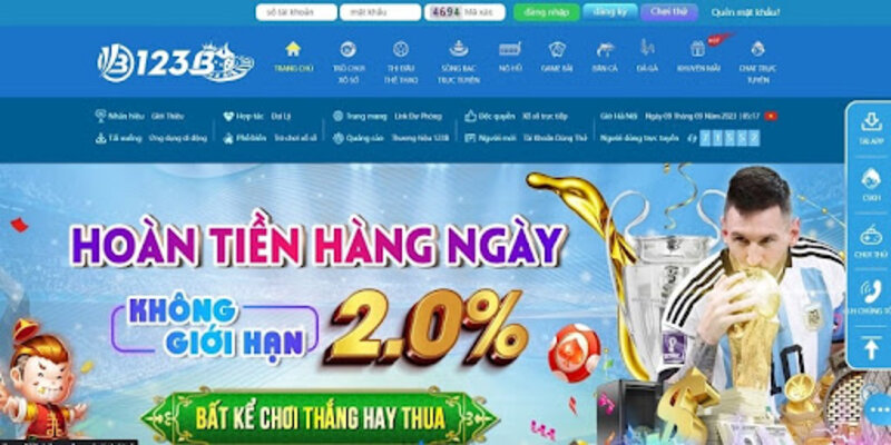 123b Hoàn trả tiền cược hấp dẫn cả thắng lẫn thua