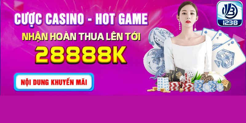 Sự kiện hoàn cược thua casino với giá trị siêu hời tại Khuyến mãi 123B 